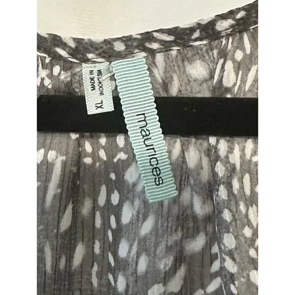 Maurices Sheer Top Gray Animal Print Elastic Waist Womens Size XL - Picture 2 of 4